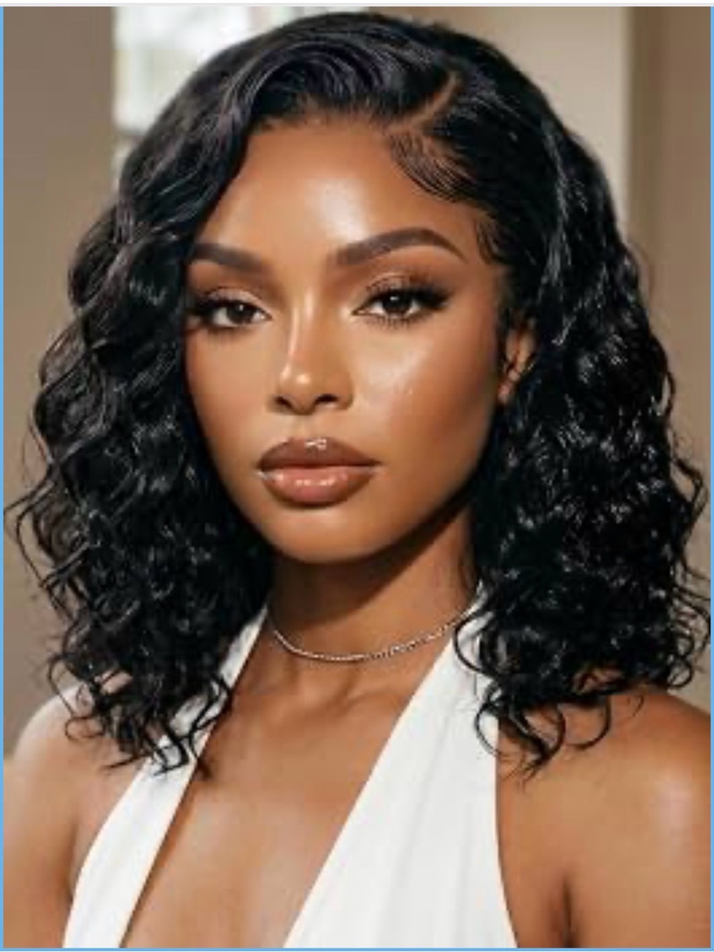 Black Curly Bob Lace Front Wig - Unbranded